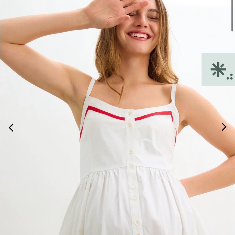 Hatch White Midi Dress with Red Accents
